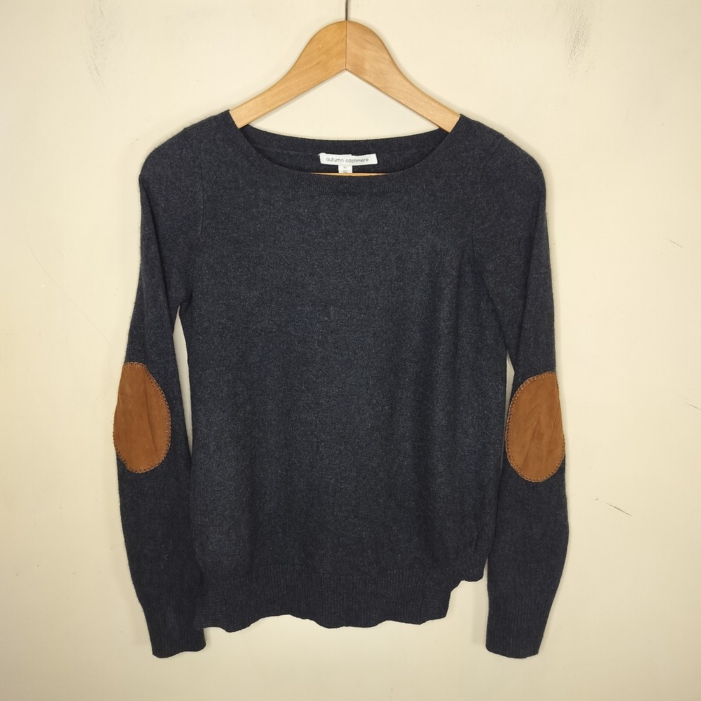 Aqua Cashmere Sweater w/‎ Elbow Patches Hi Low Hem